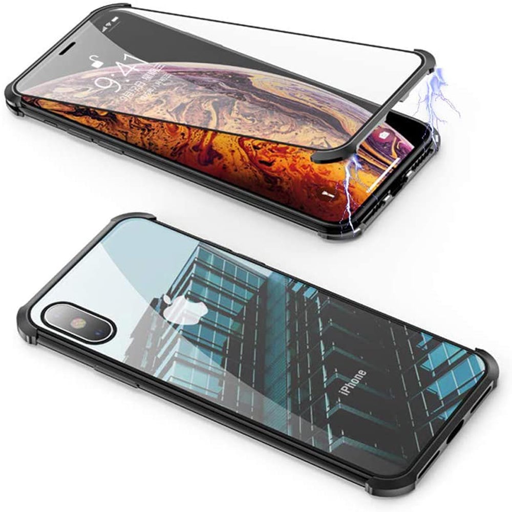 Frameless Double Sided Tempered Glass Magnetic Case iPhone X (Front + Back) - Planetcart