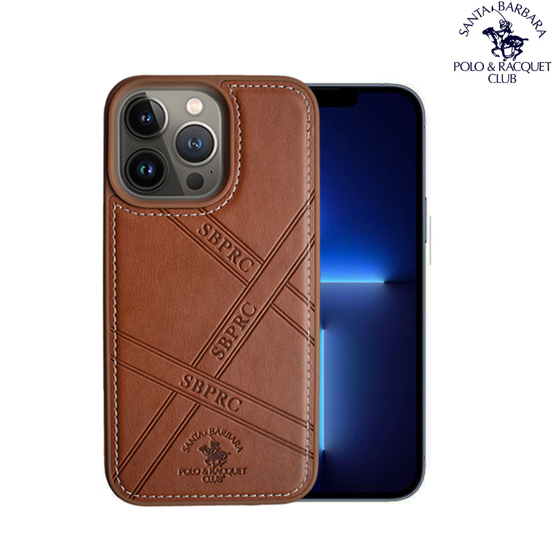 Santa Barbara Special Impression Series Genuine Brown Leather Case For iPhone 13 Pro Max