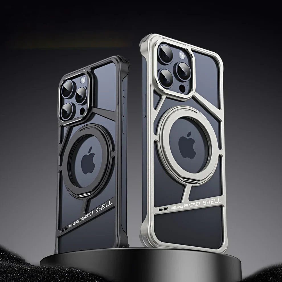 Metal Zig Pattern Stand Case For iPhone 16 Pro Max