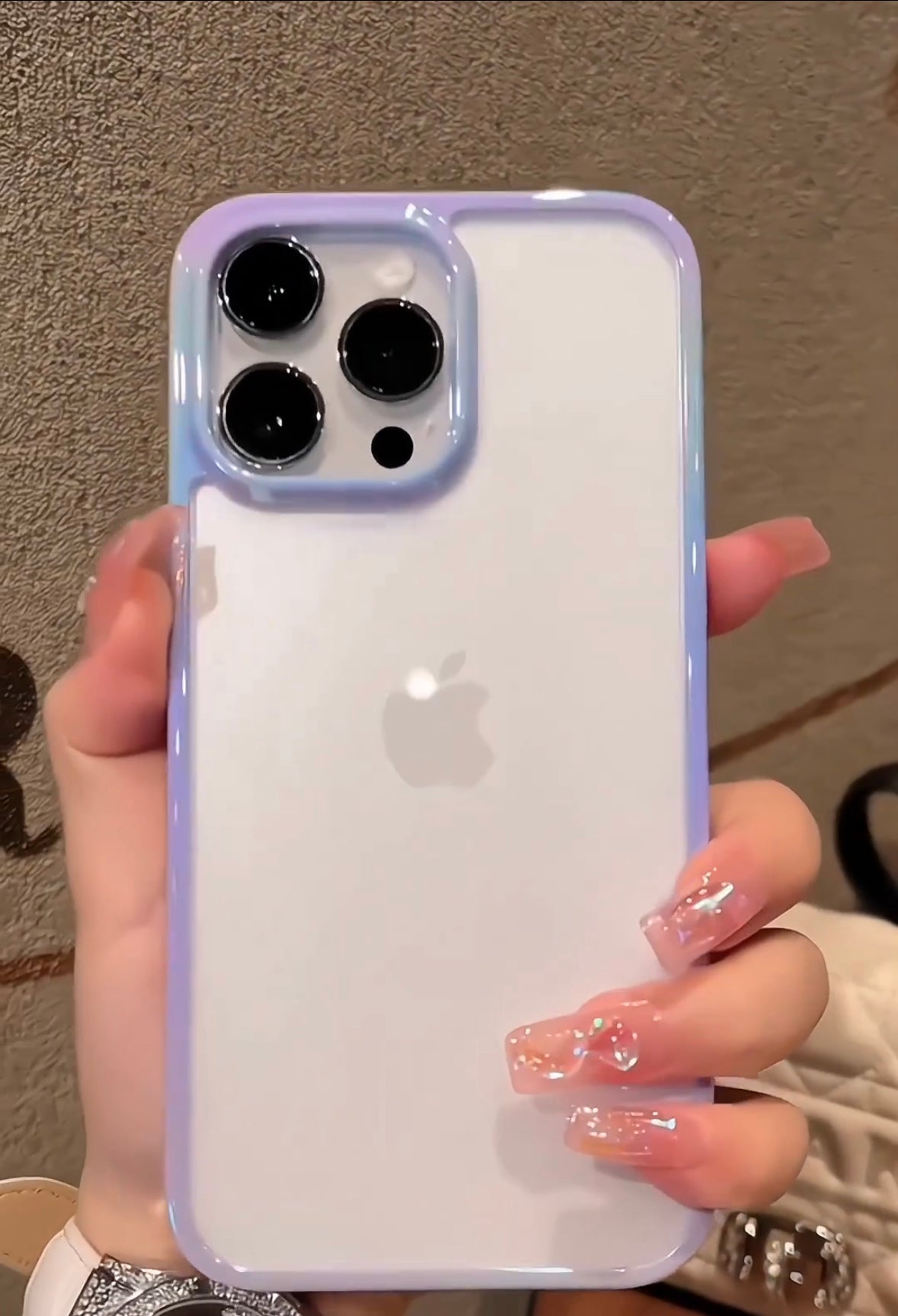 Transparent Heavy Duty Shining Gradient Back Case Cover for iPhone