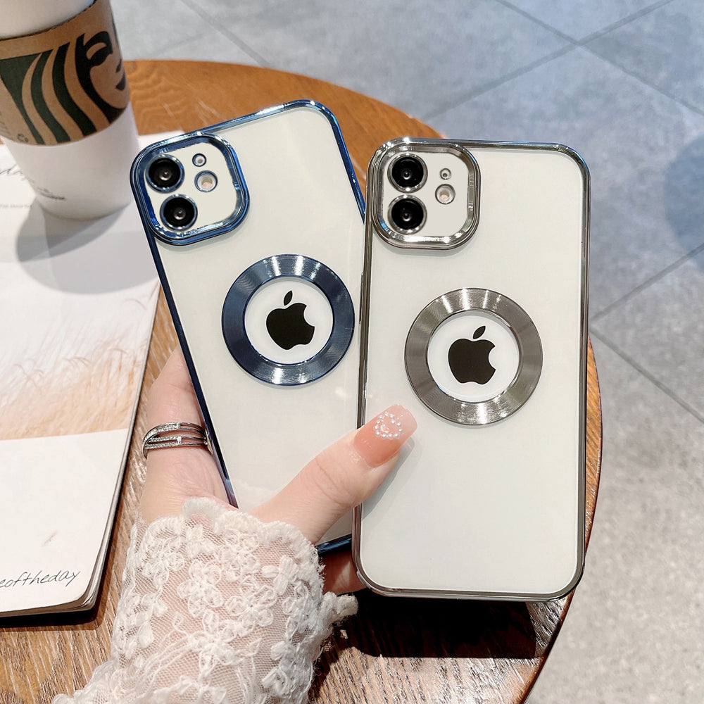 Premium Electroplated Luxury Square Silicon Clear Logo Cut Camera Protection Back Case Cover For iPhone 11