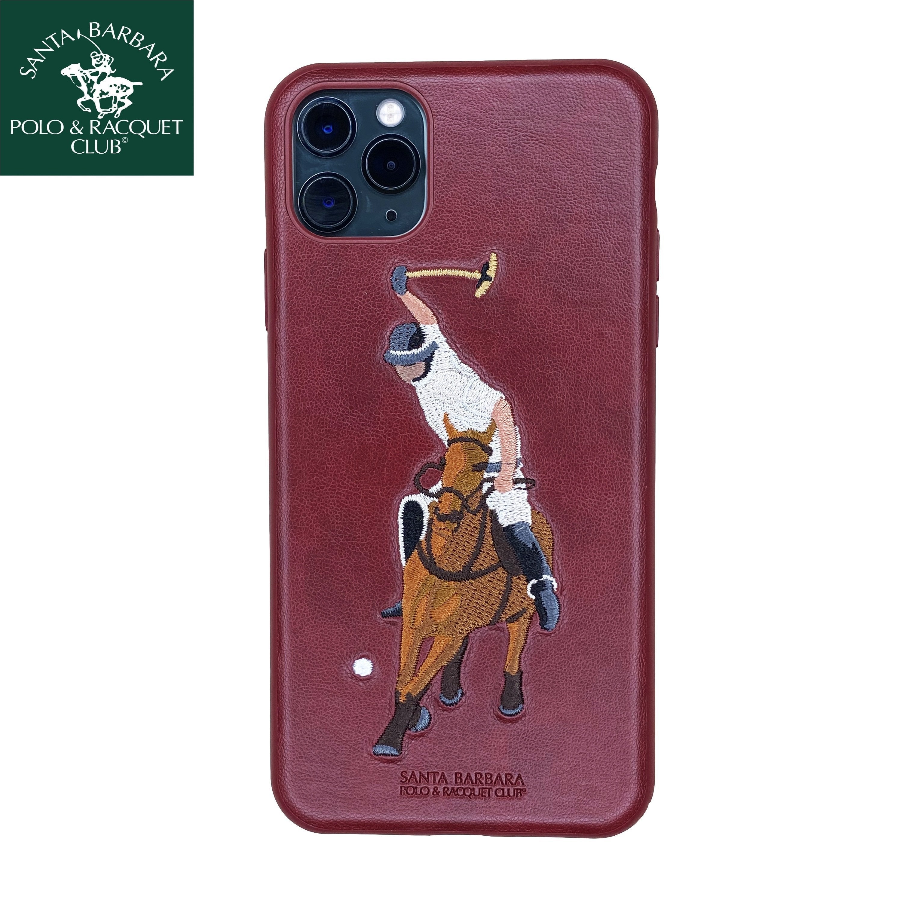 Santa Barbara Jockey Genuine Leather Case For iPhone 11 Pro Red - Planetcart