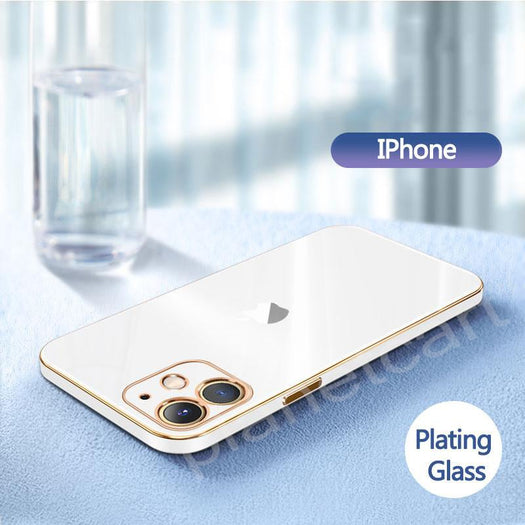 The Luxurious Glass Back Case With Golden Edges For iPhone 12