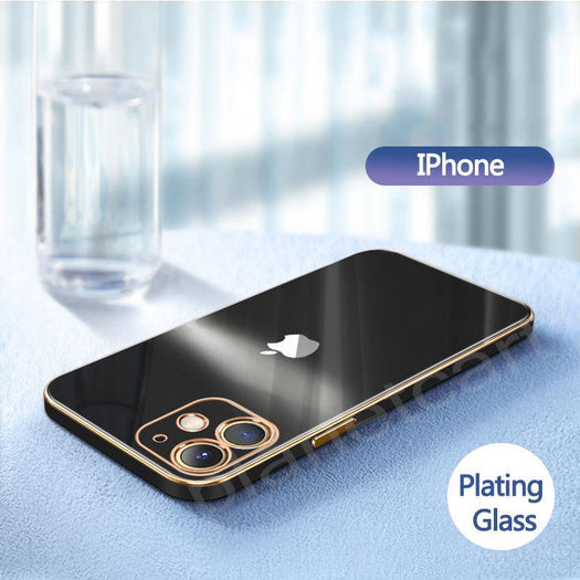 The Luxurious Glass Back Case With Golden Edges For iPhone 11