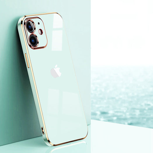 Electroplated Golden Edges Glossy Glass Back Case For iPhone For iPhone Series - Premium Cases