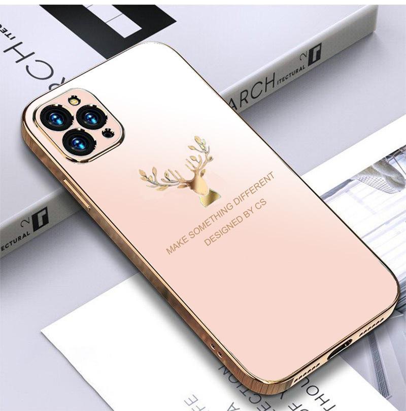 Deer Luxurious Gold Edge Glass Back Case For iPhone 12 Pro - planetcartonline