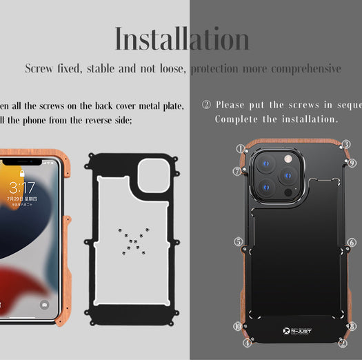 Ironwood Metal and Wooden Armor Bumper Case for iPhone 14 Pro