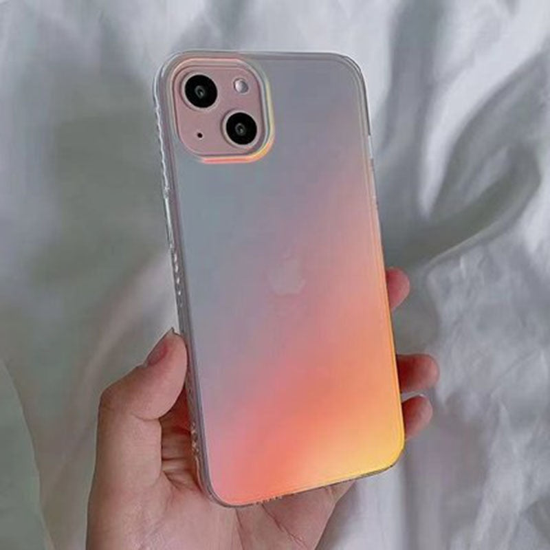 Premium Anti Shock Rainbow Laser Gradient Back Case For iPhone 14
