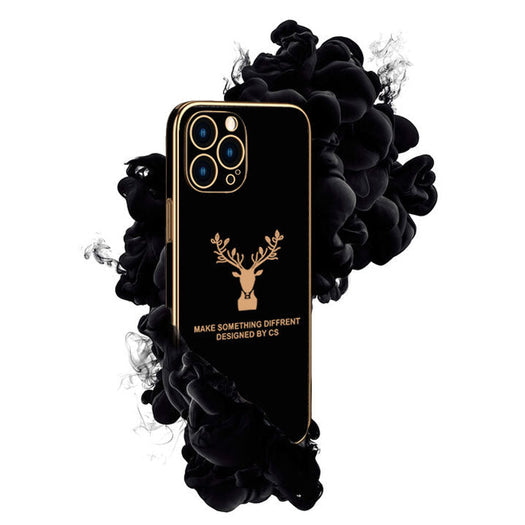 Luxury Golden Edges Deer Glass Back Case For iPhone 13 Pro Max - Premium Cases
