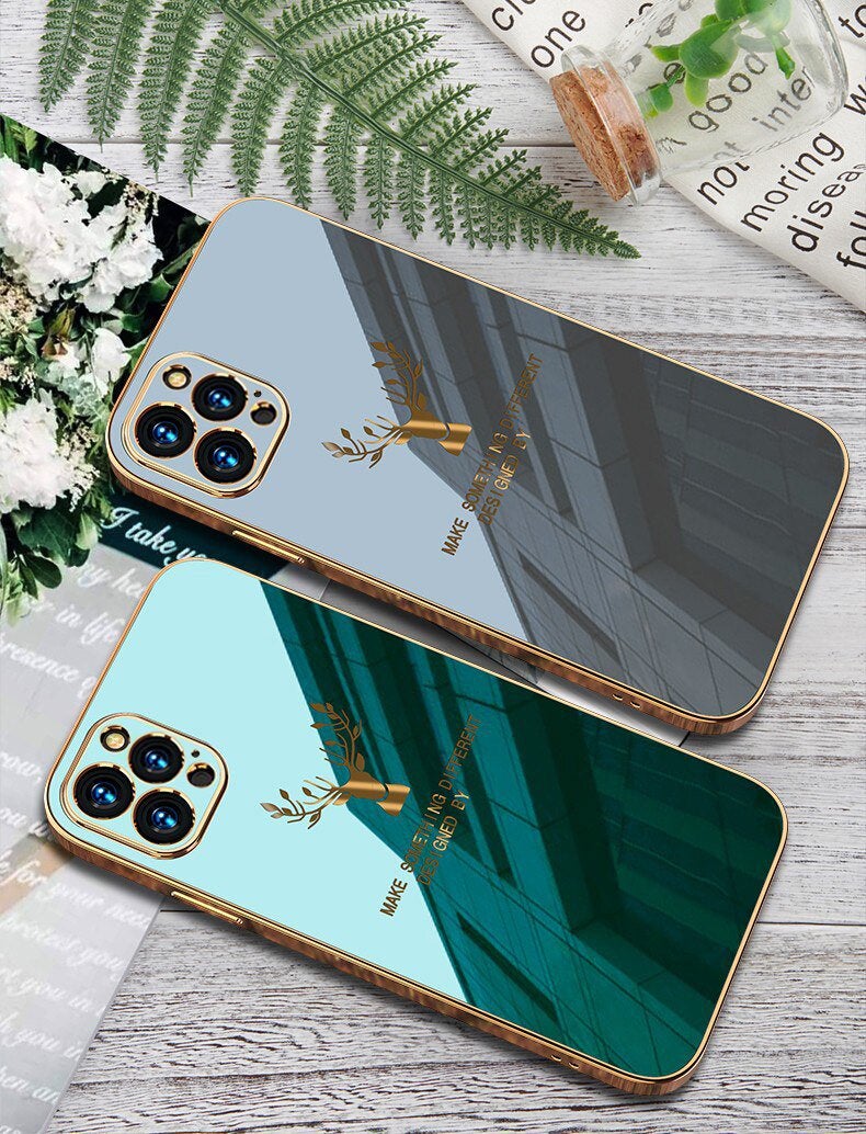 Glossy Electroplated Deer Back Case For iPhone 12 Pro - planetcartonline