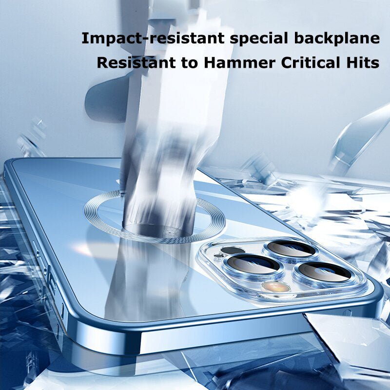 Premium Clear MagSafe Armor Metal Lens Bumper Back Case for iPhone 12
