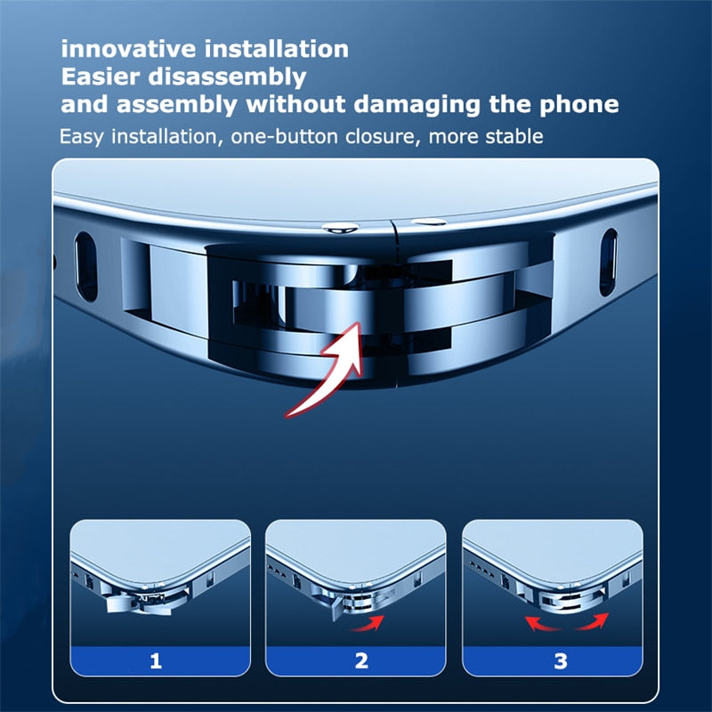 Premium Clear MagSafe Armor Metal Lens Bumper Back Case for iPhone 13 Pro Max