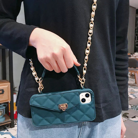 Premium Silicone Crossbody Girlish Handbag Wallet Case for Apple iPhone 13