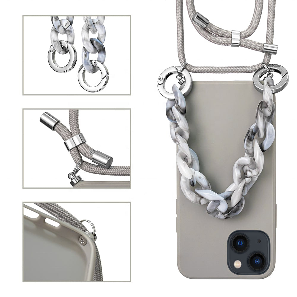 Premium Silicone Crossbody Detachable Straps Lanyard Girlish Case for Apple iPhone 13
