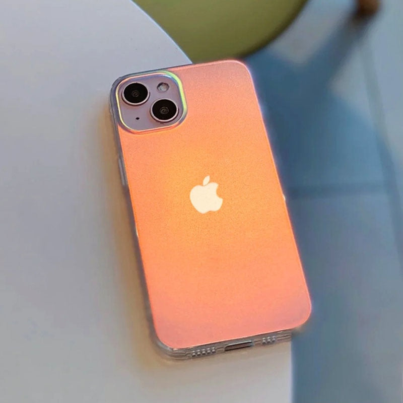 Premium Anti Shock Rainbow Laser Gradient Back Case For iPhone 14