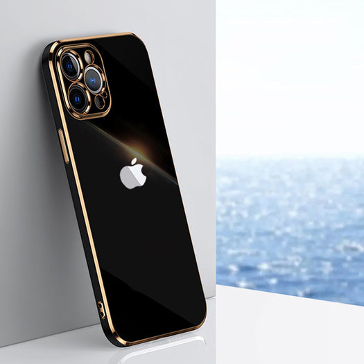 Electroplated Golden Edges Glossy Glass Back Case For iPhone 11 pro - Premium Cases