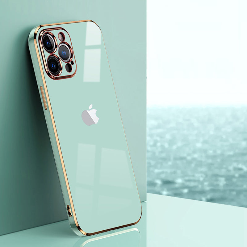 Luxurious Glass Back Case With Golden Edges For iPhone 13 Pro Max - Premium Cases