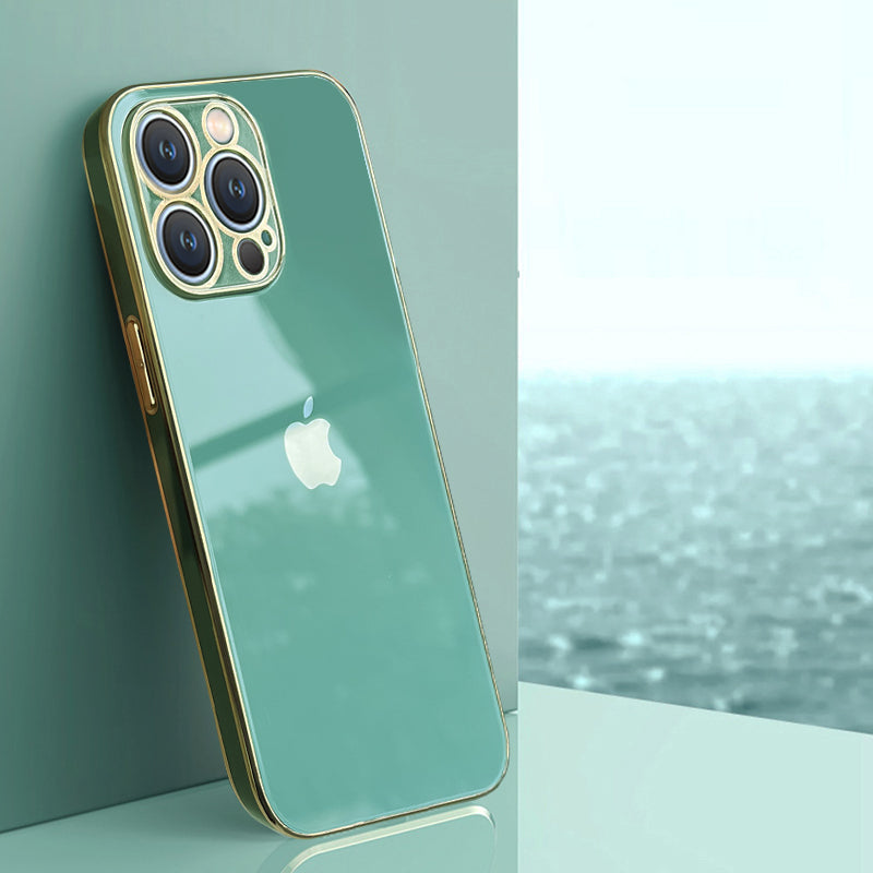 Electroplated Golden Edges Glossy Glass Back Case For iPhone 11 pro - Premium Cases