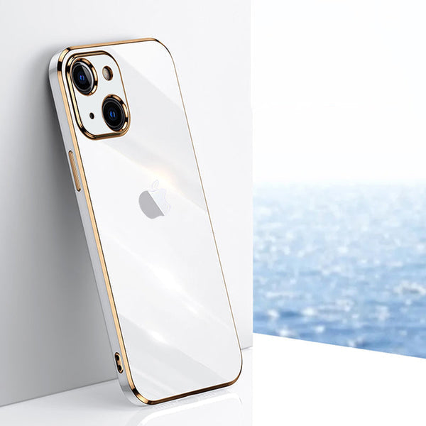 Electroplated Golden Edges Glossy Glass Back Case For iPhone For iPhone Series - Premium Cases