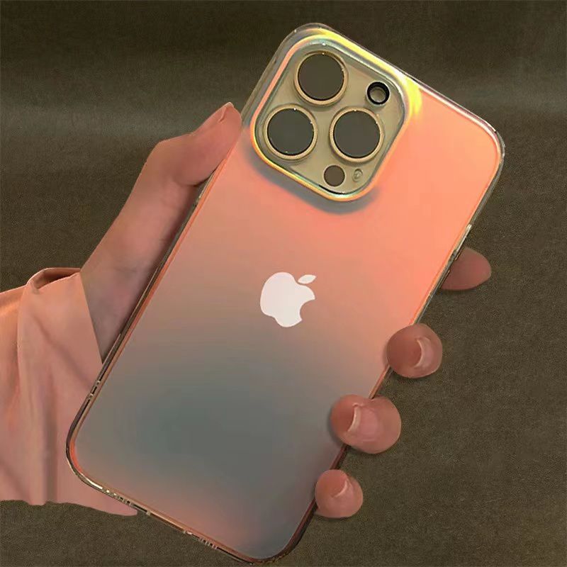 Premium Anti Shock Rainbow Laser Gradient Back Case For iPhone 14 Series