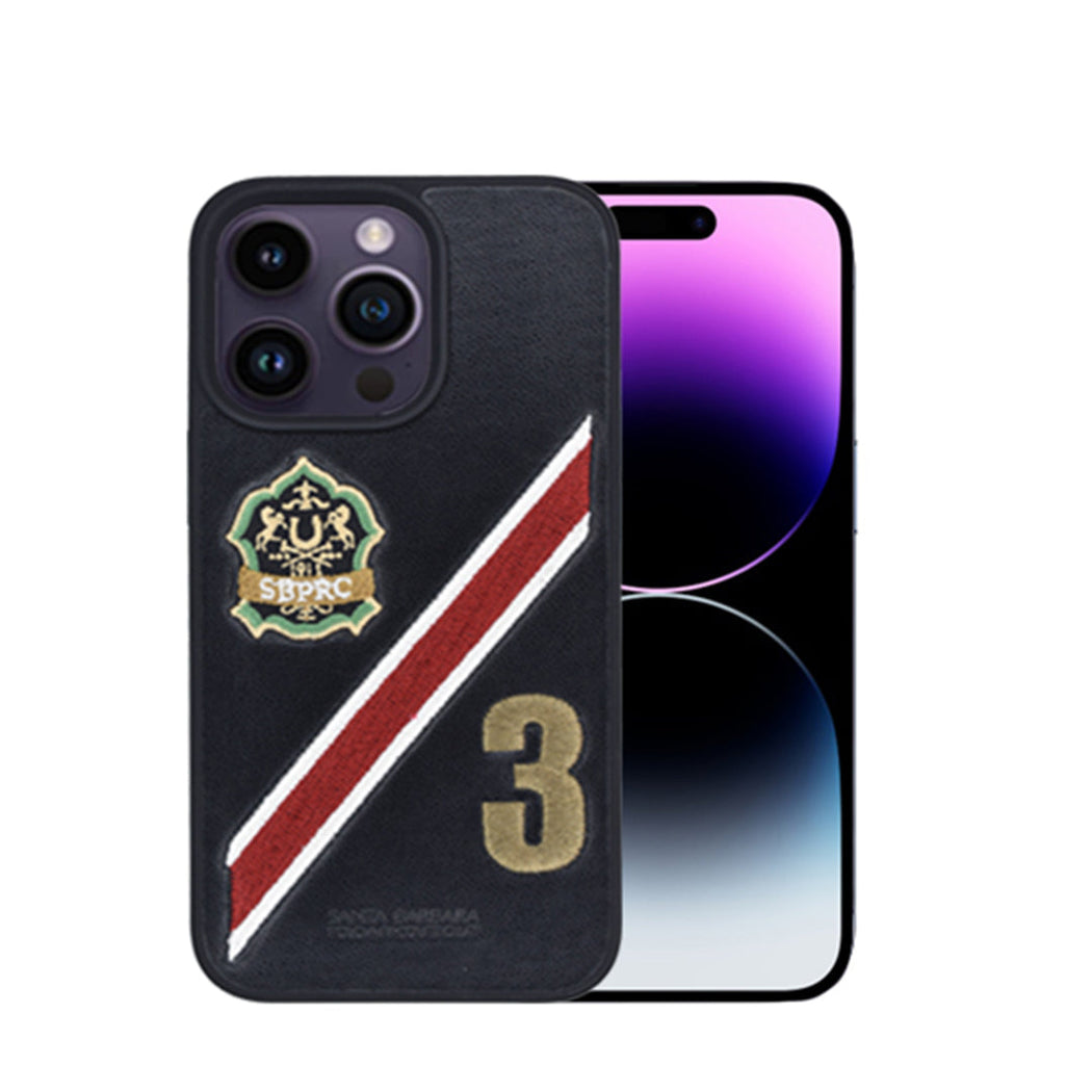 Santa Barbara Classic Third Series Genuine Leather Black Case For iPhone 14