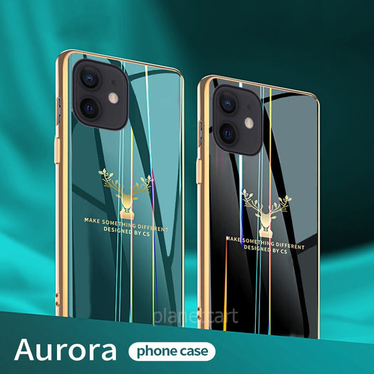 Gradient Electroplated Deer Glass Back Case For iPhone 12 - planetcartonline