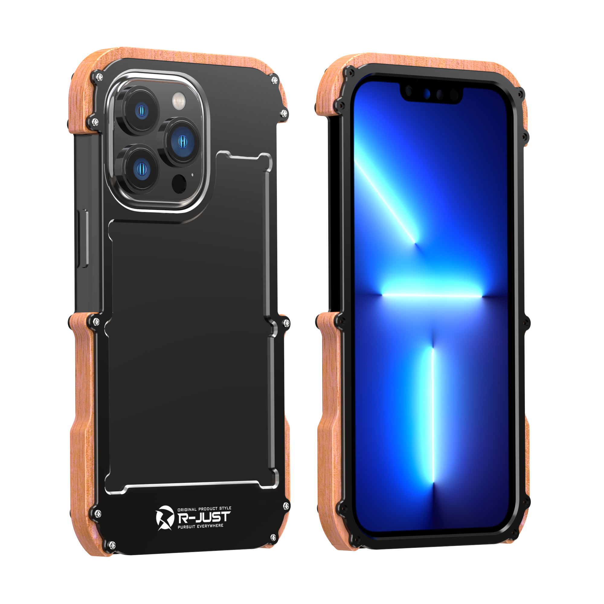 Ironwood Metal and Wooden Armor Bumper Case for iPhone 13 Pro Max