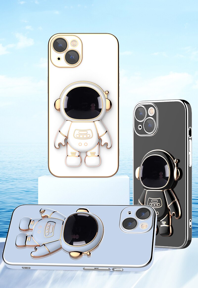 Astronaut Luxurious Gold Edge Back Case For iPhone 14