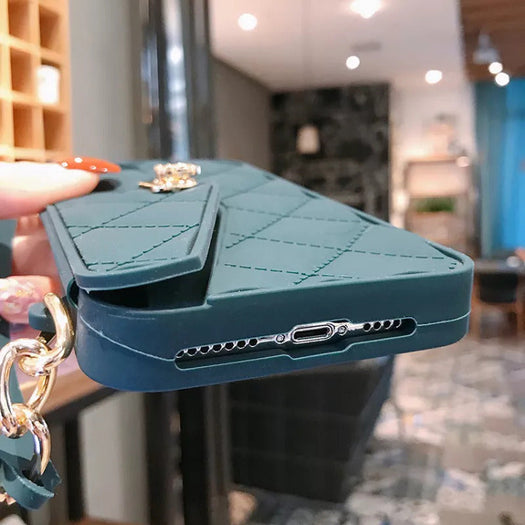 Premium Silicone Crossbody Girlish Handbag Wallet Case for Apple iPhone 13