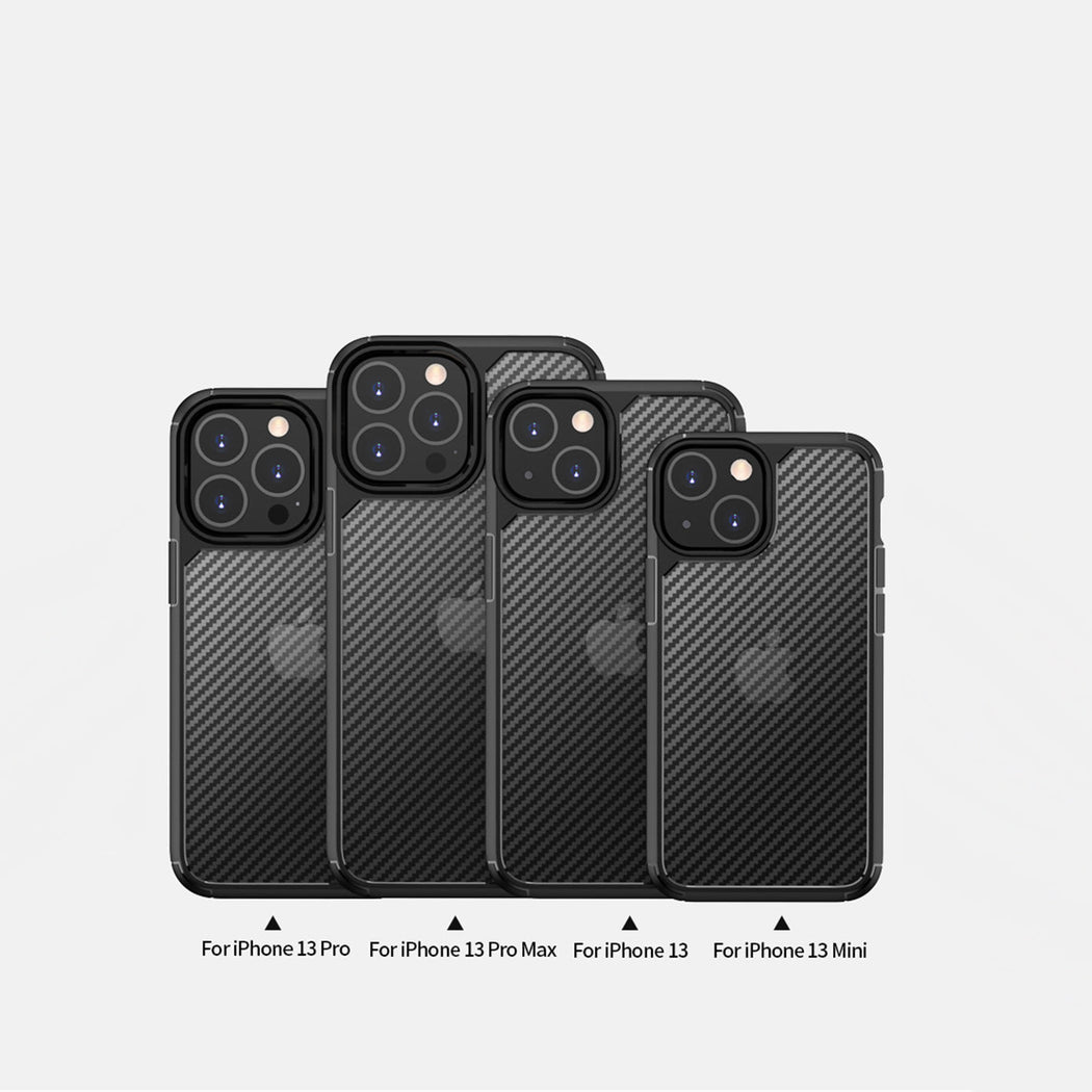 Luxury Carbon Fiber Transparent  Shockproof Armor Case for iPhone 13 Pro - Premium Cases
