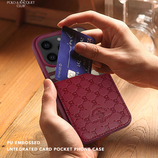 Santa Barbara Classic Plaid Series Genuine Leather Red Case For iPhone 14 Plus