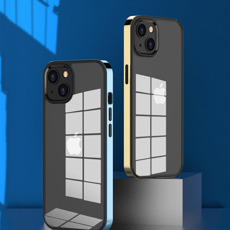 Luxury Transparent Electroplated Square Clear Back Bumper Case For iPhone 13 Pro