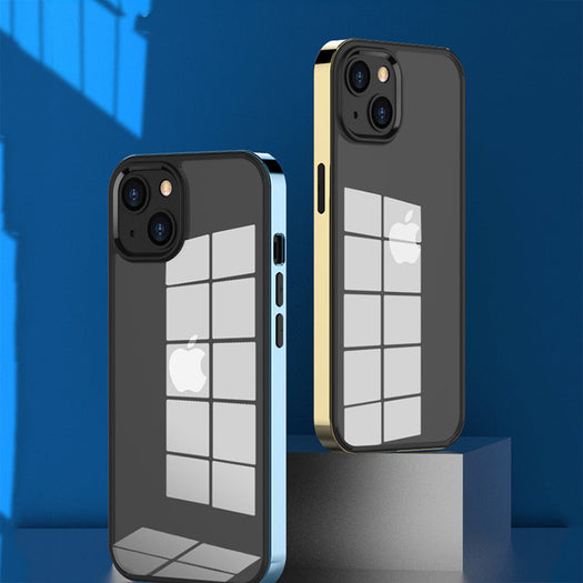 Luxury Transparent Electroplated Square Clear Back Bumper Case For iPhone 13