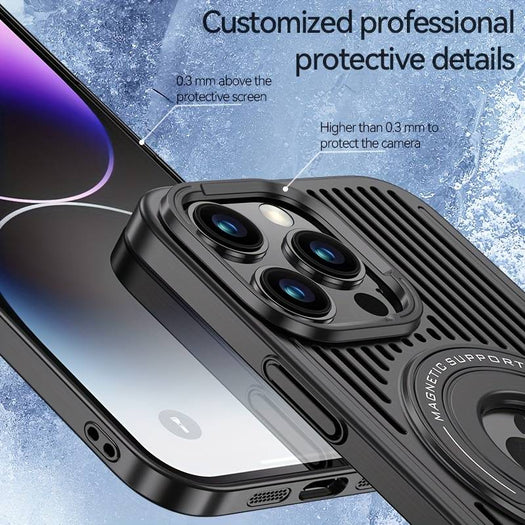 Frosted Magnetic Integrated Heat Dissipation Case For iPhone 15 Pro Max