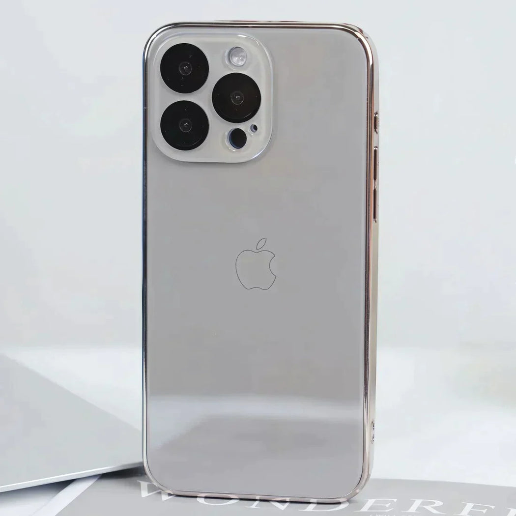 New Prism Premium Glass Logo Back Case For iPhone 15