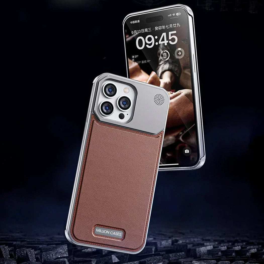 Premium Metallic Leather Case For iPhone 16 Pro