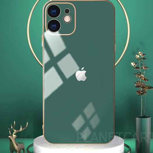 Luxurious Glass Back Case With Golden Edges For iPhone 13 Pro Max - Premium Cases