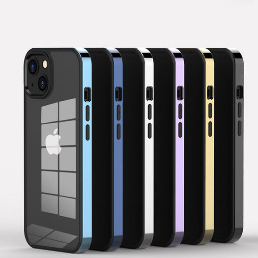 Luxury Transparent Electroplated Square Clear Back Bumper Case For iPhone 14 Pro Max