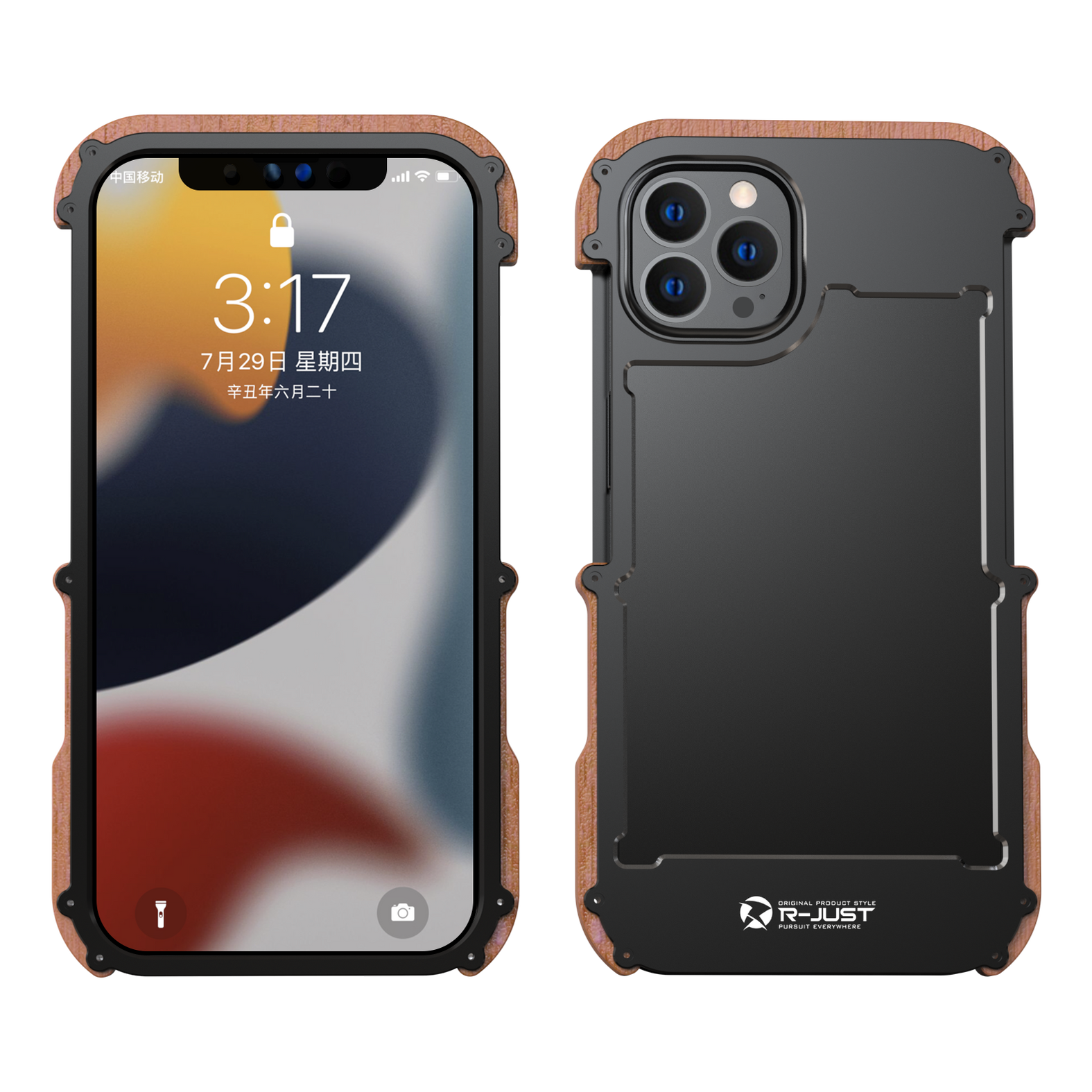 Ironwood Metal and Wooden Armor Bumper Case for iPhone 13 Pro Max