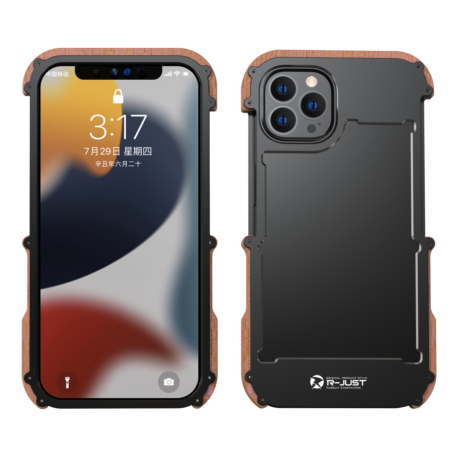 Ironwood Metal and Wooden Armor Bumper Case for iPhone 14 Pro Max