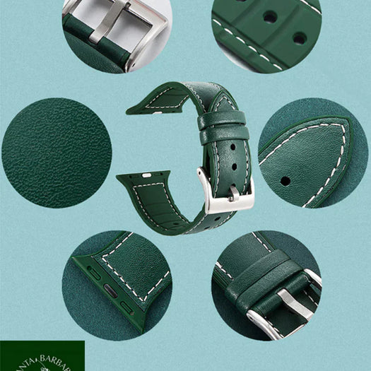 iWatch Relica-1 Series Genuine Santa Barbara Leather Strap - Green