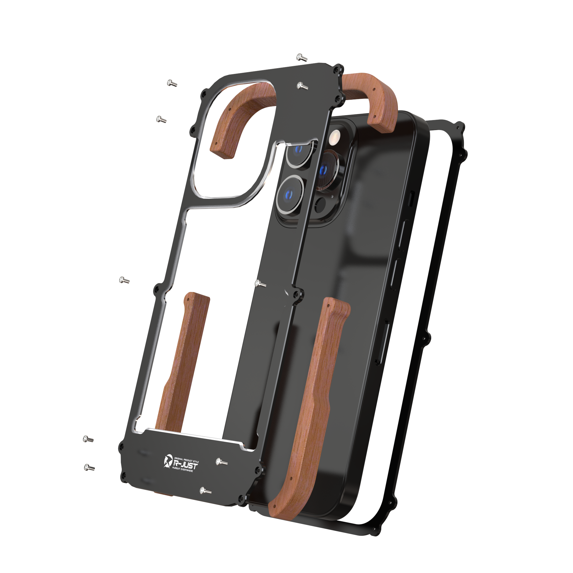 Ironwood Metal and Wooden Armor Bumper Case for iPhone 13