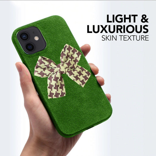 Premium Suede Leather with Bow Back Case for Apple iPhone 11