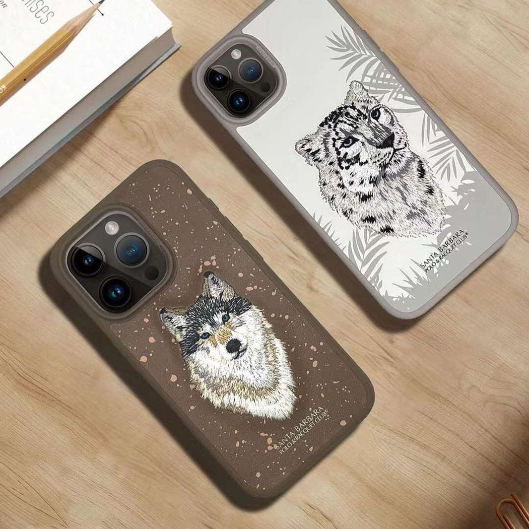 Santa Barbara Classic Savanna Series Leopard Genuine Leather Case For iPhone 15 Pro