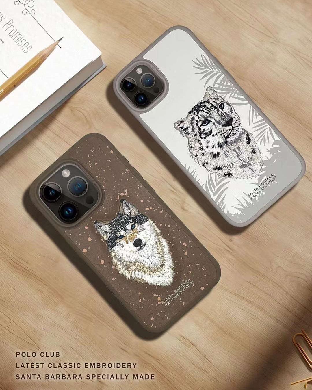 Santa Barbara Classic Savanna Series Leopard Genuine Leather Case For iPhone 15 Pro Max