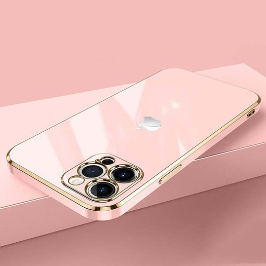 New Luxurious Glass Back Case With Golden Edges For iPhone 12 Pro Max - planetcartonline