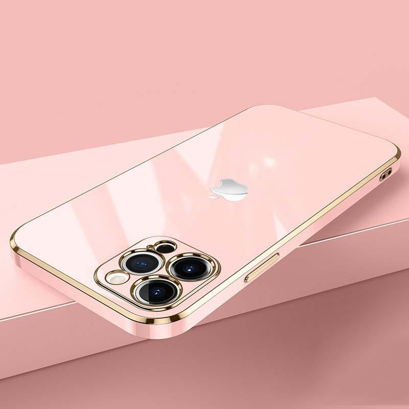 New Luxurious Glass Back Case With Golden Edges For iPhone 12 Pro - planetcartonline