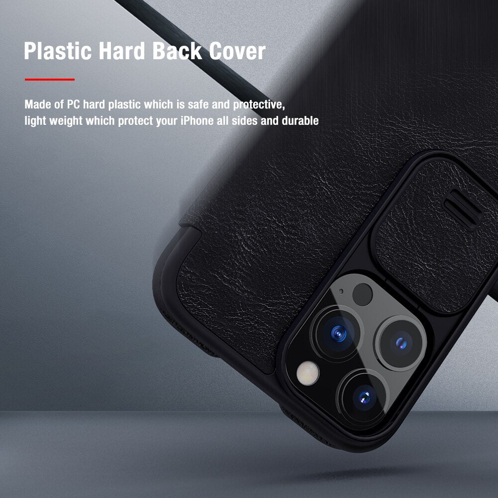 Nillkin Qin Black Leather Flip Case For iPhone 13 - planetcartonline