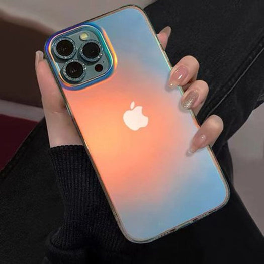 Premium Anti Shock Rainbow Laser Gradient Back Case For iPhone 14 Series