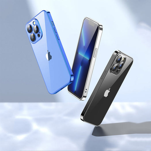 Luxury Square Silicon Clear Back Case With Camera Protection For iPhone Series - Premium Cases